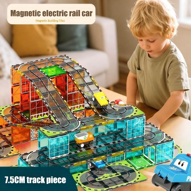 Marble Run Set - Kreative Magnetismus Elektrische Schiene Auto Kinder
