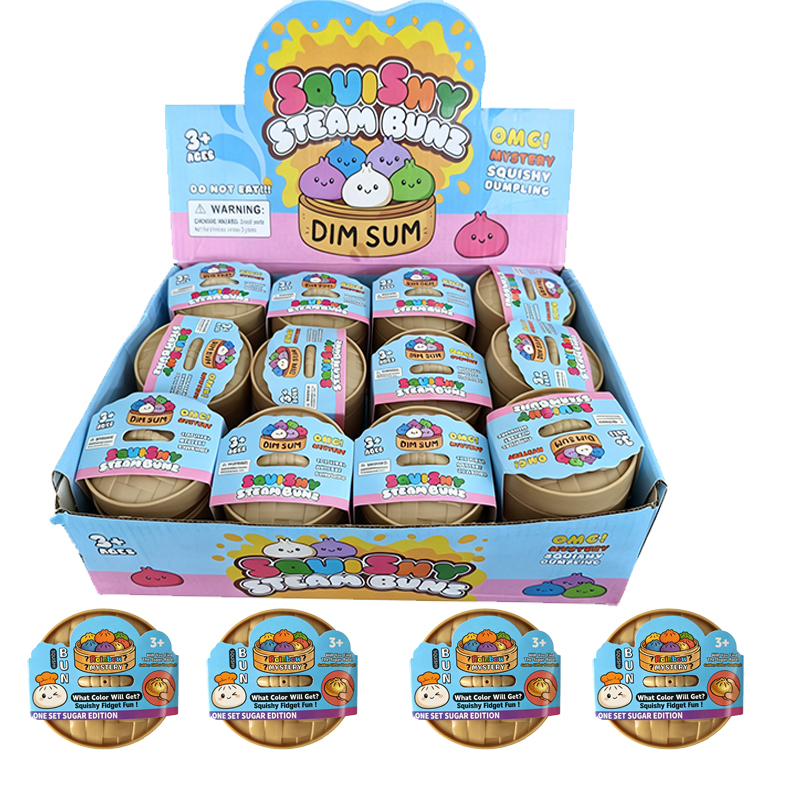 Kids Toys Dumplings - Realistisches Mini-Knödel-Quetschspielzeug mit Bambus-Dampfgarer, weicher TPR-Teigball,
