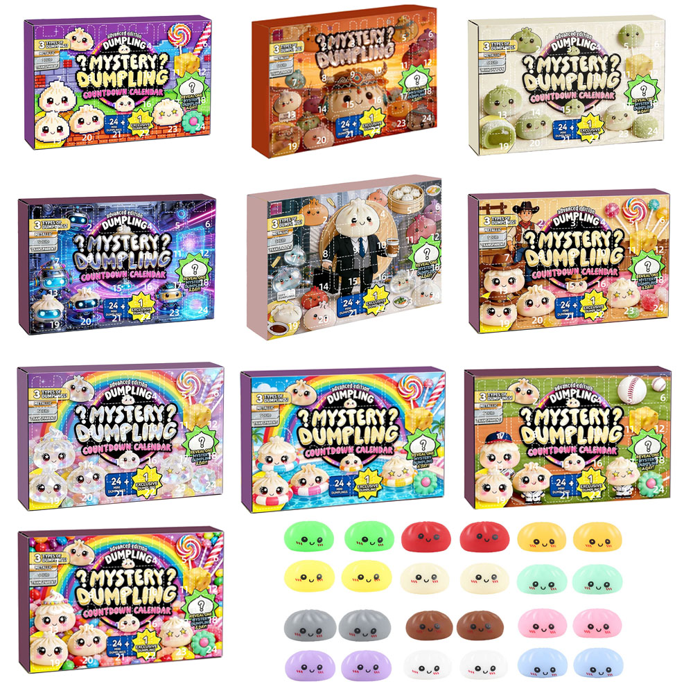 Kids Toys Dumplings - Überraschungs-Dumpling-Blindbox-Countdown-Kalender: 24-Tage-Stressabbau-Quetschspielzeug-Set für Kinder, Jugendliche, Frauen