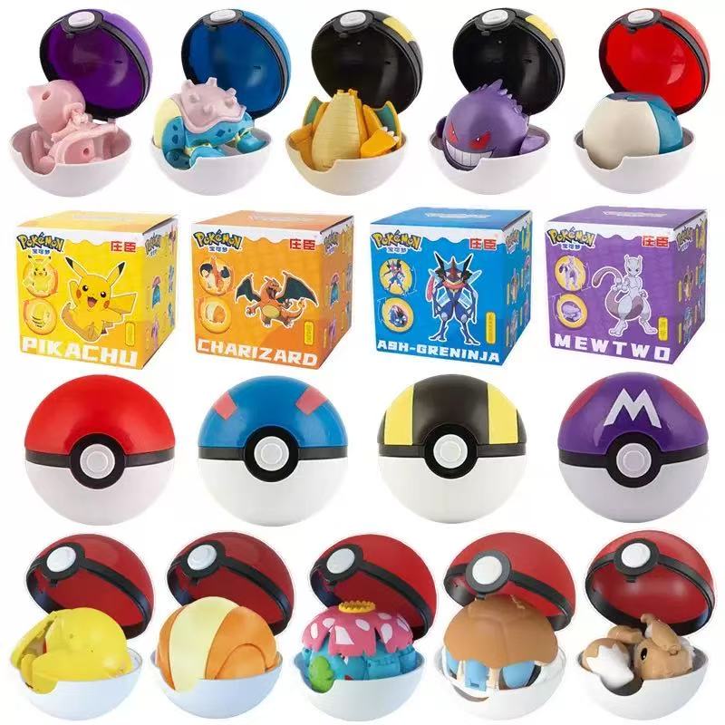Kids Toys Under 100 - Anime Pokemon Pokeball-Set mit Mini-Actionfiguren, Taschenmonster,