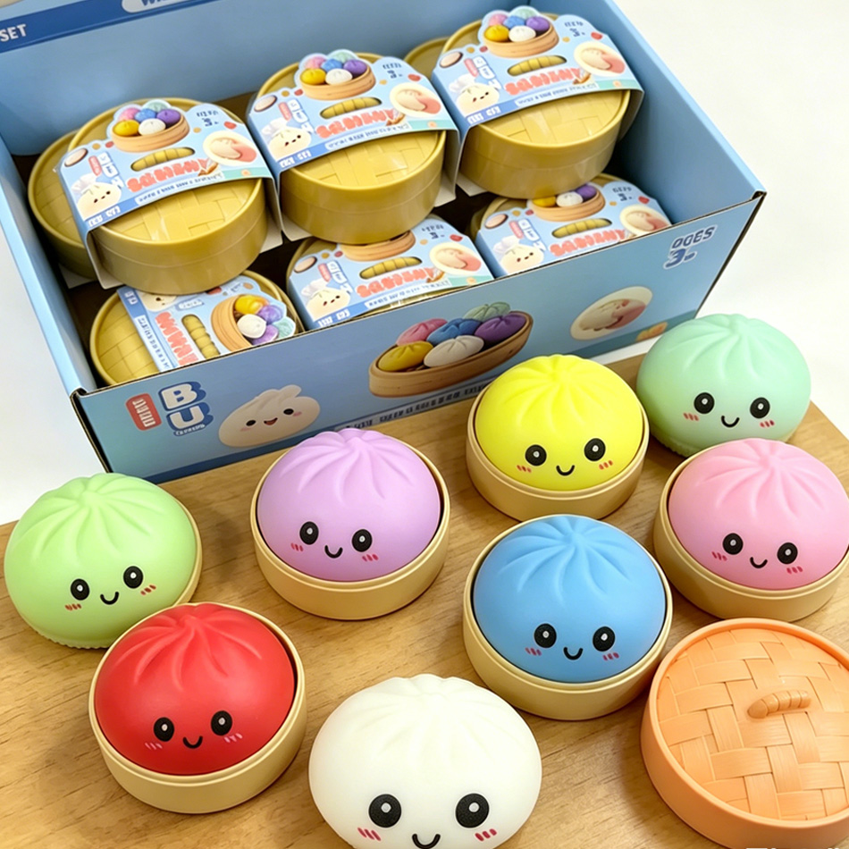Kids Toys Dumplings - Dumpling-Druckentlastungs-Squishies: Bunte Brötchen-Spielzeuge, langsam aufsteigend, Stressabbau-Fidget-Spielzeug