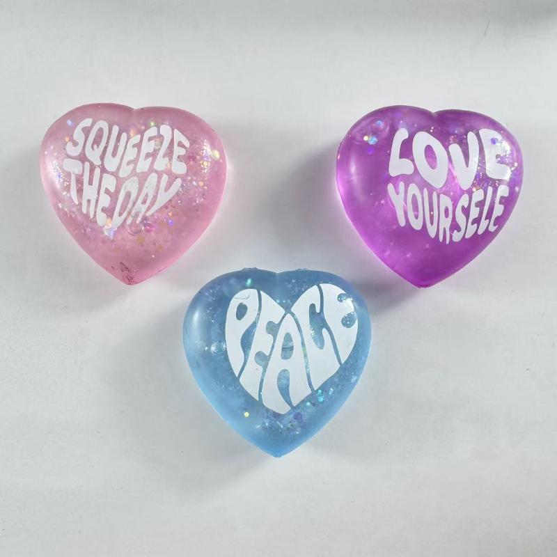 Kids Toys Quotes - Neue Glitzer-Herz-Quetschspielzeuge mit positiven Zitaten, weich