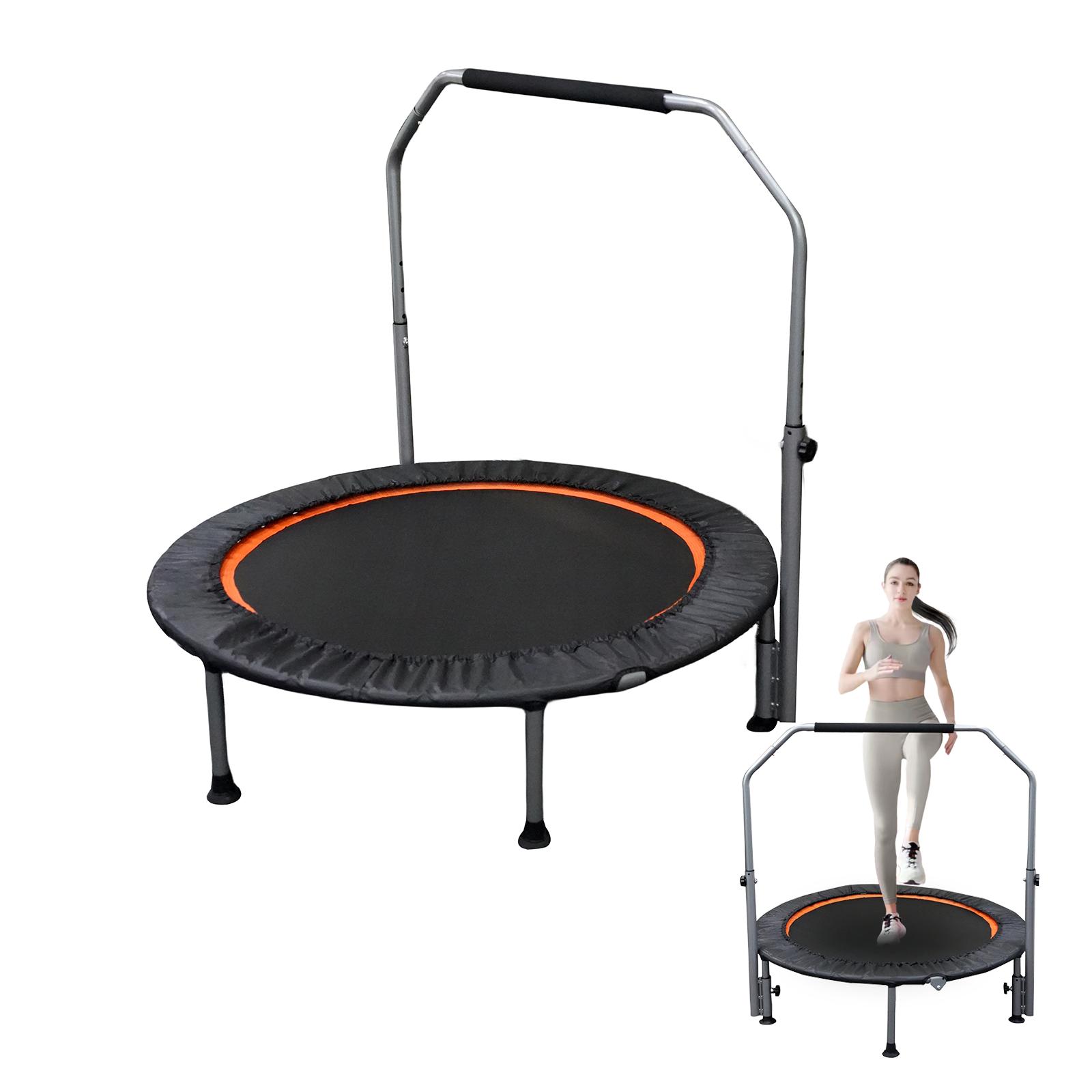 Trampoline Mini Indoor - Klappbares Mini-Fitness-Trampolin mit verstellbaren Griffen für