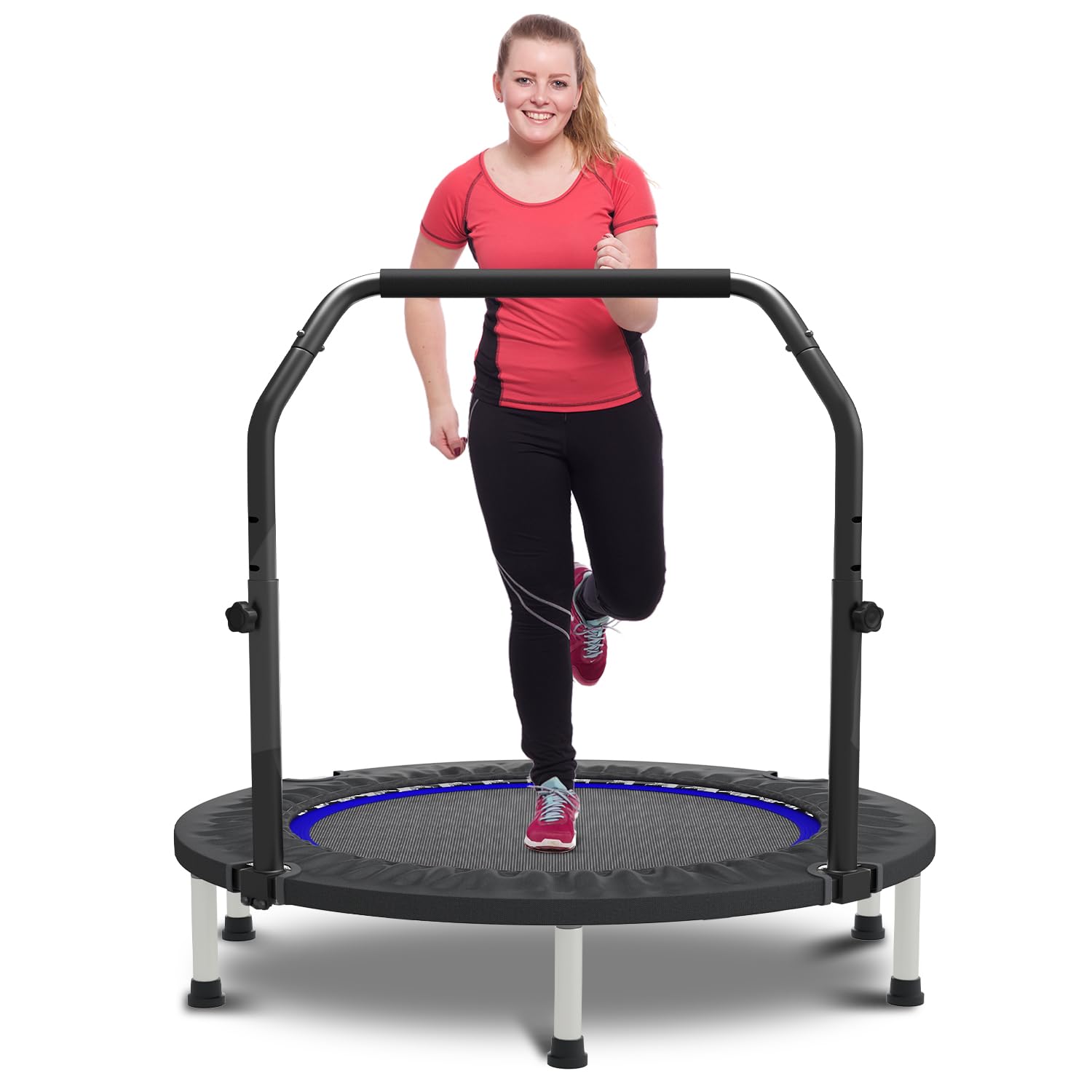 Trampoline Mini Indoor - 40-48 Zoll Mini-Trampolin, verstellbare Stange für